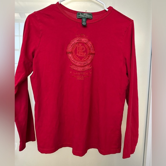 Vintage 1990s Lauren Ralph Lauren Crimson Red Embroidered Shirt size PL - Picture 1 of 5
